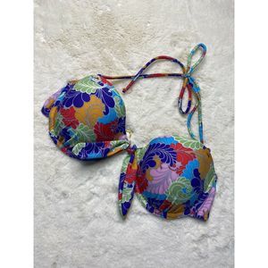 MAUI SUN Multi-Color Paisely Leaf Bikini Top M